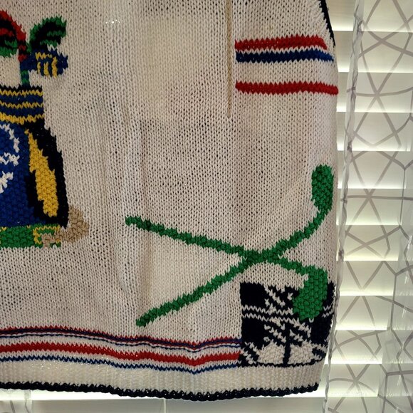 Heirloom Hand-Knit Golf Sweater Vest Medium Cardigan Retro Vintage Deadstock New - Picture 10 of 12